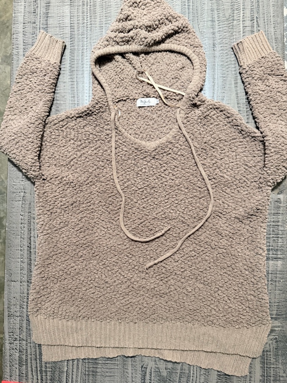 M Girls by Material Girls Cozy Taupe Hooded Cowl Sweater